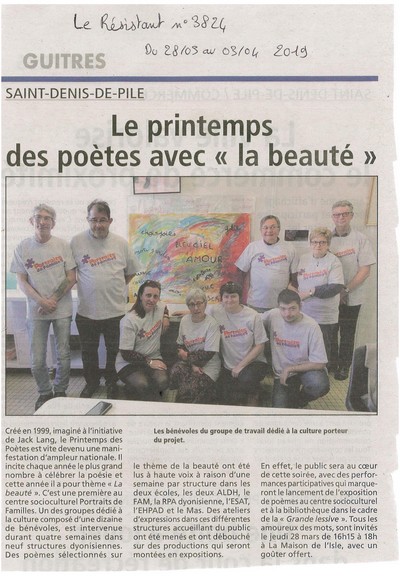 Articles presse Portraits de Familles Printemps des poètes 2019