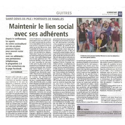 articles presse Portraits de Familles