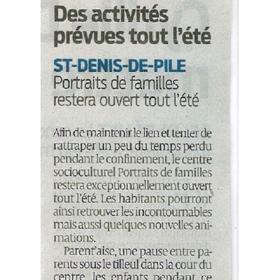 articles presse Portraits de Familles